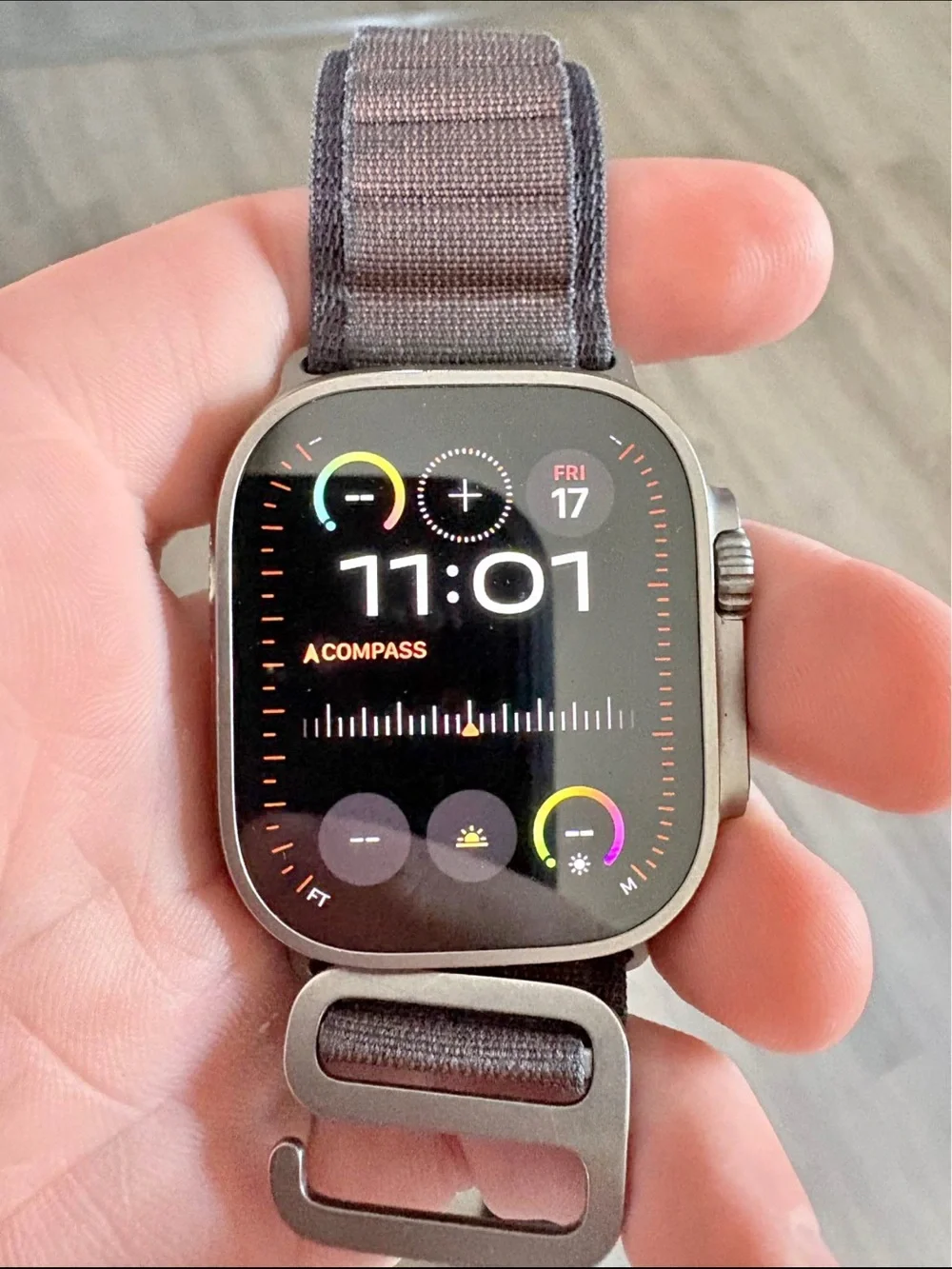Apple Watch Ultra Titanium Case with Gray Nylon Loop